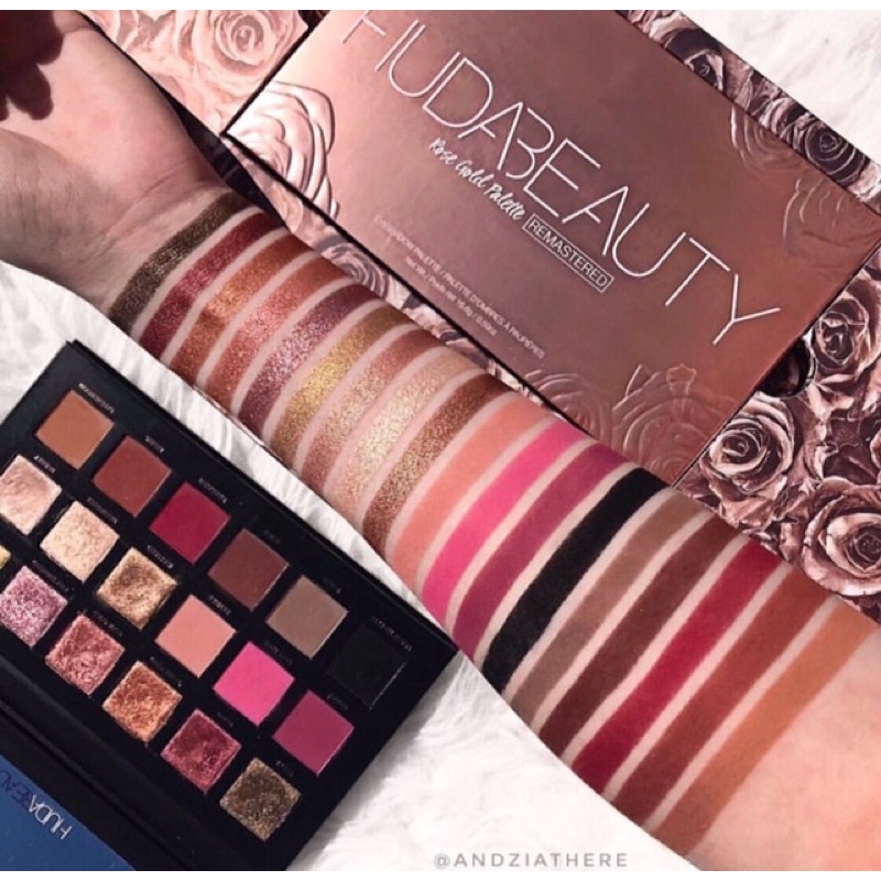 [ Hình thật ] Bảng mắt Rose Gold Remastered và Desert Dusk Eyeshadow Palette Huda Beauty