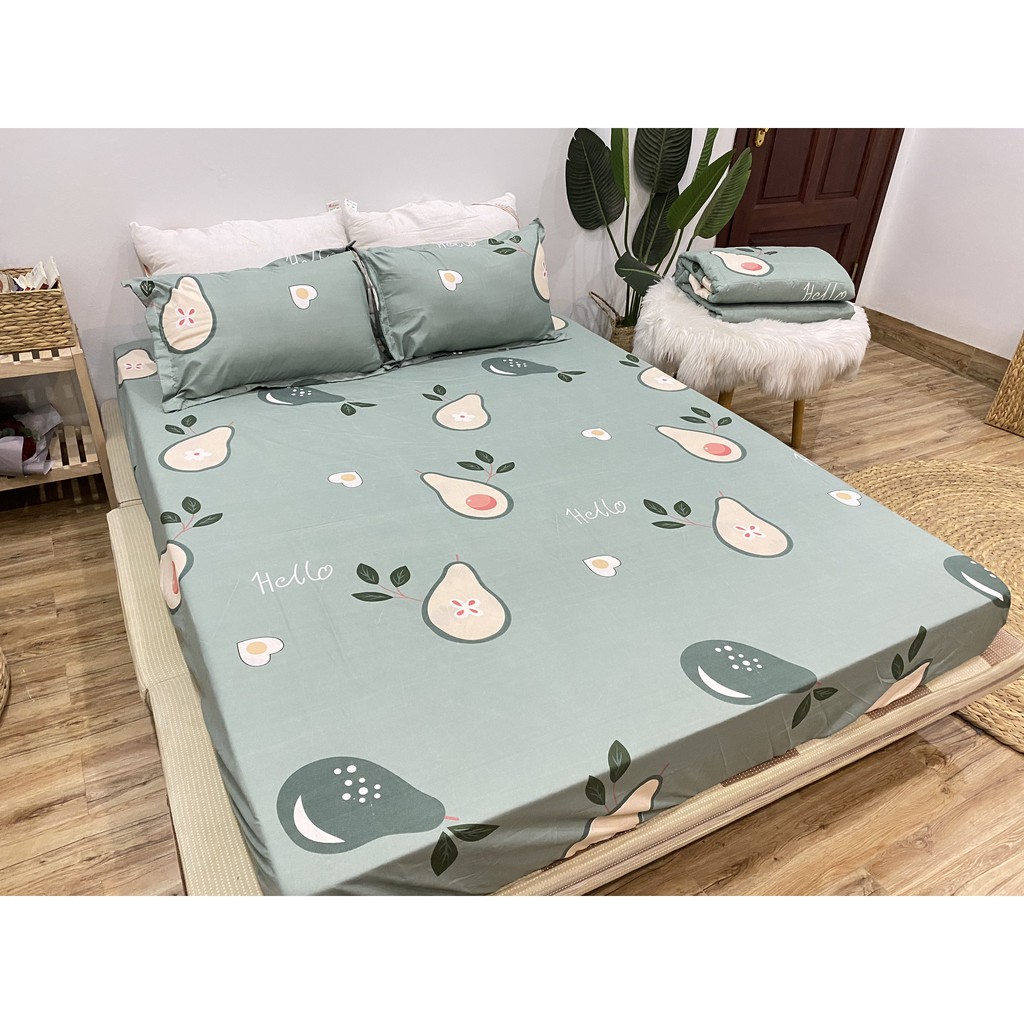 SET GA CHUN VÀ 2 VỎ GỐI NẰM COTTON POLY NGOCANHBEDDING HOT NHẤT HÈ 2021 MẪU BƠ XANH MỚI