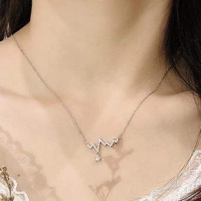 Dây chuyền bạc dây nhịp tim đính đá bạc ta_van jw