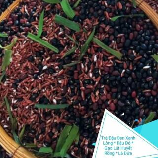Trà gạo lứt, đậu đen xanh lòng, đậu đỏ lá dứa rang mới, giúp thanh nhiệt giải độc, giảm cân