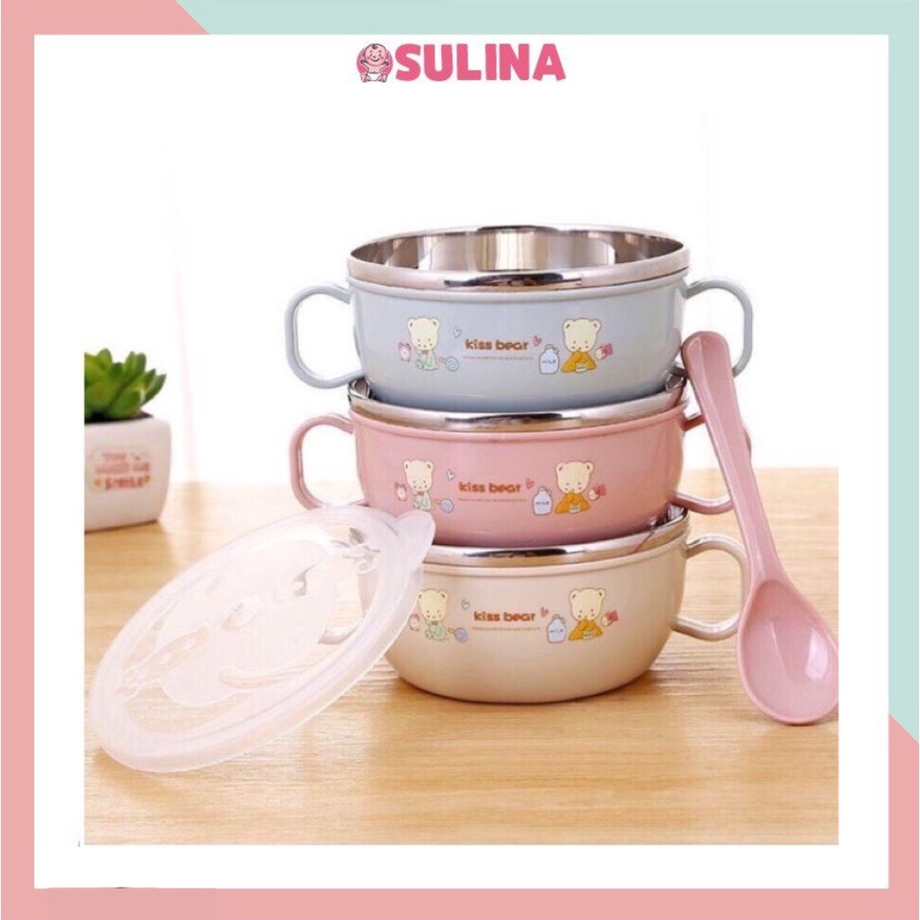 Bát giữ nhiệt cho bé tập ăn (tặng kèm thìa lúa mạch) SULINA OFFICIAL DC15