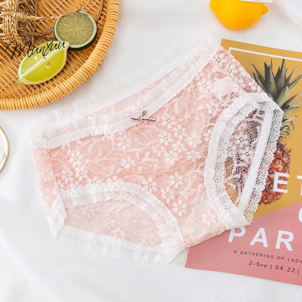 Quần lót ren thêu hoa cao cấp Munxuu xuyên thấu gợi cảm, màu pastel ngọt ngào - QC114
