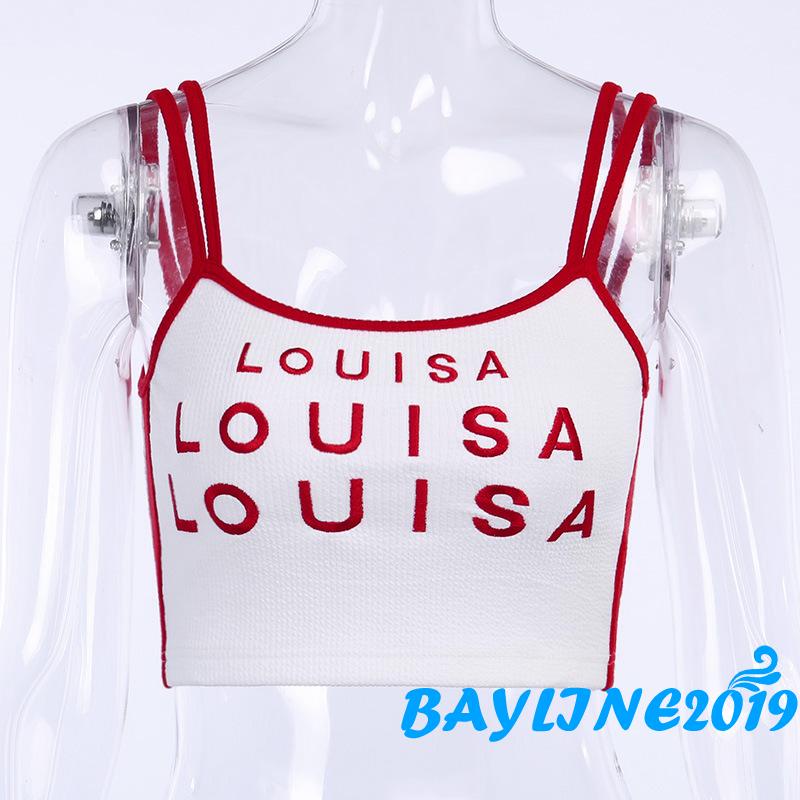 Áo Croptop Không Tay Thêu Chữ Thời Trang Cho Nữ