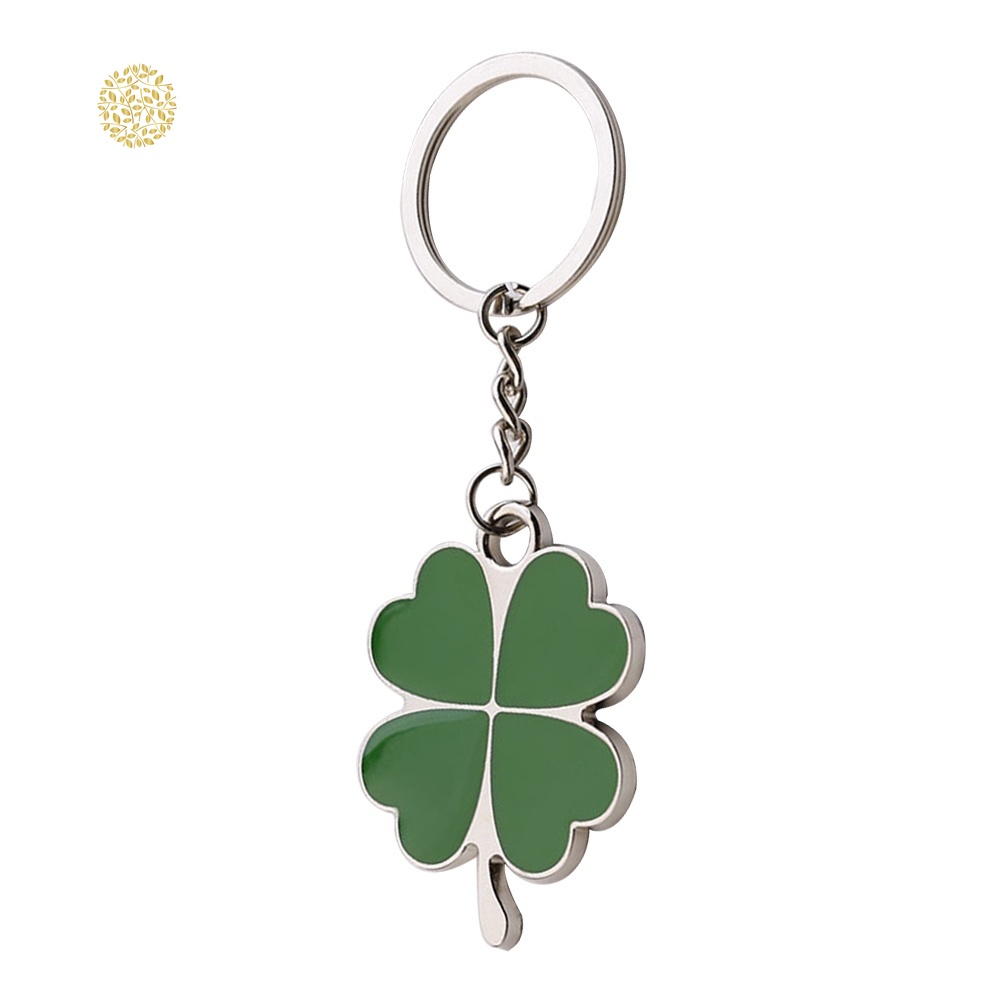 Móc Khóa Hình Cỏ Bốn Lá Bằng Thép Không Gỉ