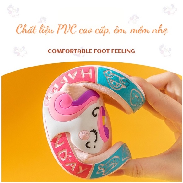 Dép lê bé trai, bé gái đế dày hình khủng long, pony dễ thương, dép đúc siêu mềm nhẹ Tulastore