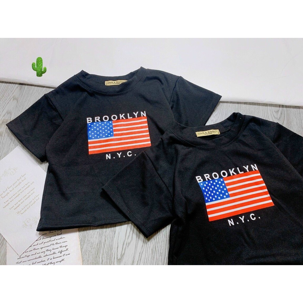 Áo thun nữ tay ngắn cổ tròn họa tiết lá cờ dáng croptop xinh chất thun đẹp mát