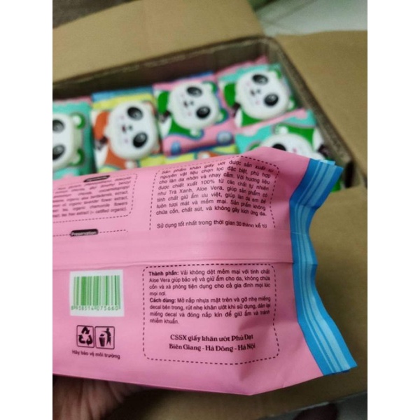 Khăn giấy ướt baby Phú Đạt siêu dai,mền mịn cho bé mix nhiều màu