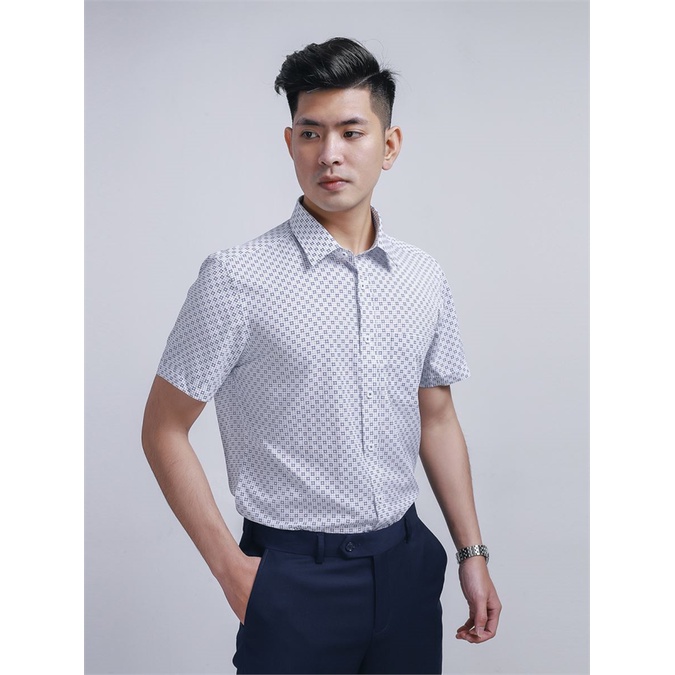 Áo sơ mi nam ngắn tay Aristino sợi sồi tà bằng from regular ASS021S8