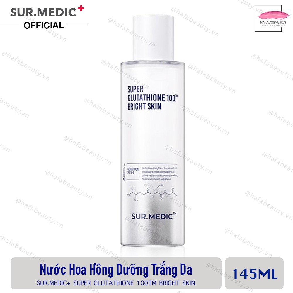 Nước Hoa Hồng Dưỡng Trắng Da SUR.MEDIC+ Super Glutathione 100 Bright Skin 145ml