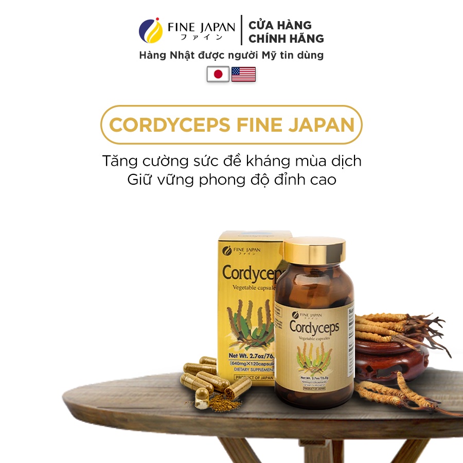 Combo 2 Hộp Viên uống Đông trùng hạ thảo Nhật Bản Tăng Cường Sức Khỏe- Fine Japan Cordyceps (2 Hộp x 120 viên)