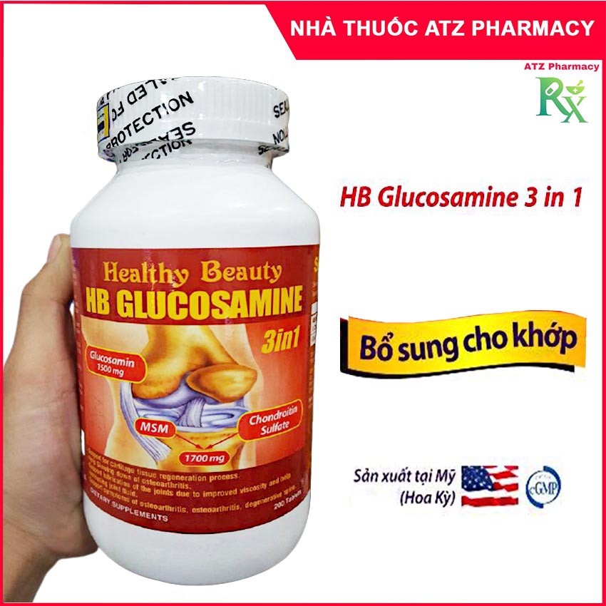 HB Glucosamine 3 In 1 (Chai 200 Viên) - Giúp Giảm Đau Khớp, Viêm Khớp, Thoái Hóa Khớp, Đau Cột Sống - atzpharmacy