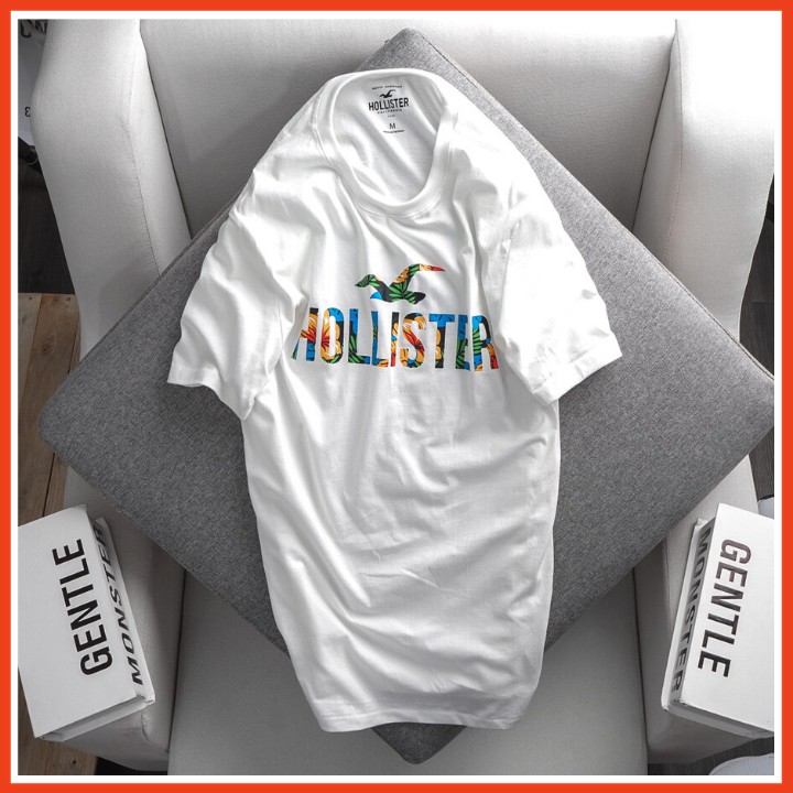 Áo thun nam Hollister xuất khẩu ngắn tay không cổ in hình không nổ, chất cotton chuẩn có nhiều mẫu để chọn