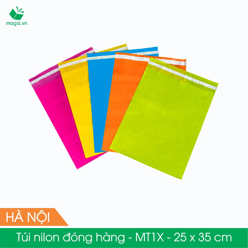 MT1X - 25x35 cm - Túi nilon gói hàng - 100 túi niêm phong đóng hàng màu xanh lá mạ