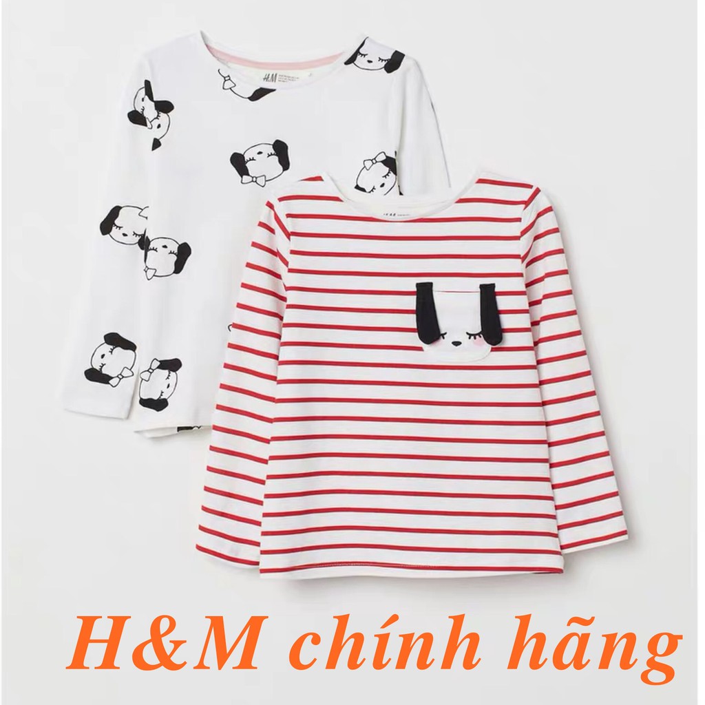 [set 2 áo 173k] Áo thun dài tay cotton cho bé gái bé trai H&M auth HM chính hãng