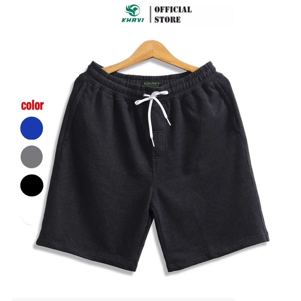Quần short thun dáng thể thao co giãn phối dây kéo túi KHAVI KV353 Đen