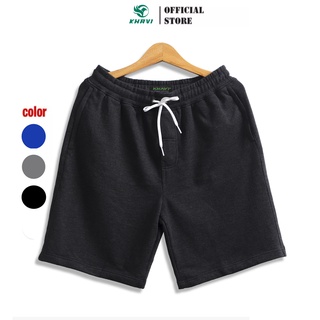 Quần short thun dáng thể thao co giãn phối dây kéo túi KHAVI KV353 Đen