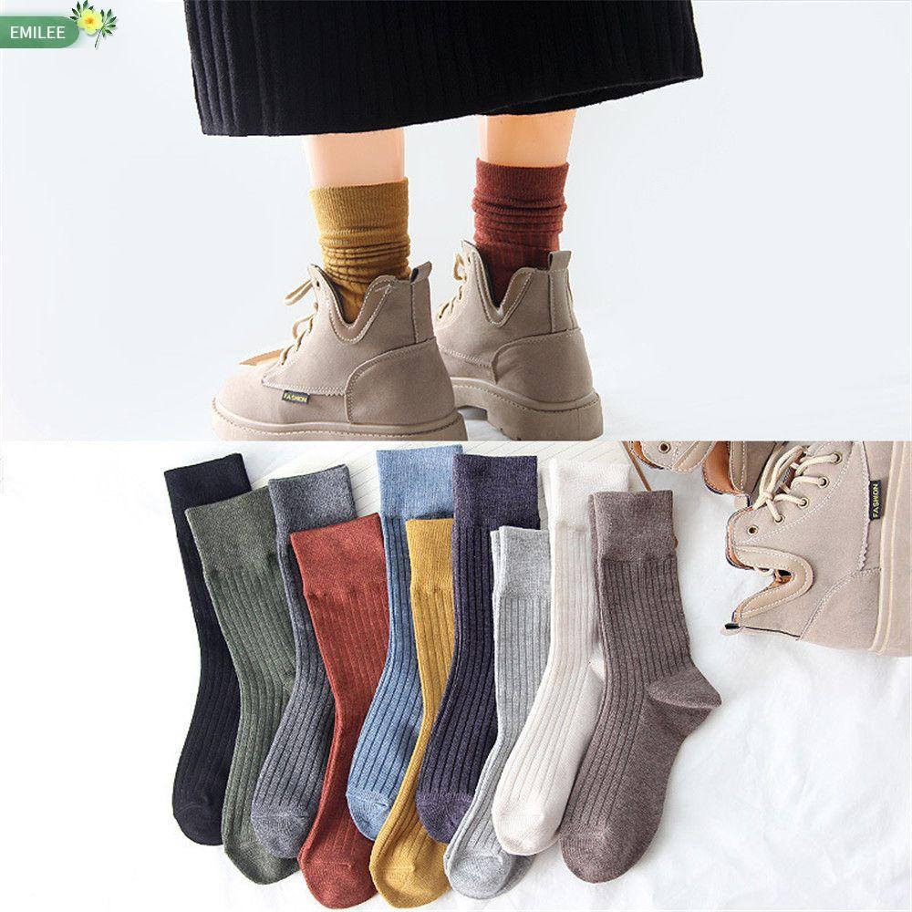 Vớ Cotton Dày Cổ Cao Nhiều Màu Sắc Phong Cách Nhật Bản Thời Trang Thu Đông Chất Lượng Cao