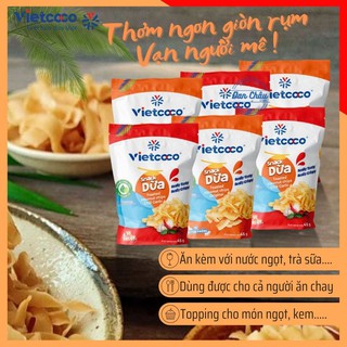 Đồ Ăn Vặt Snack Dừa Sấy Giòn Tan VIETCOCO Vị Tỏi Ớt Và Nguyên Vị Dùng Với Nước Giải Khát, Làm Bánh - 6bịch*45gr/bịch