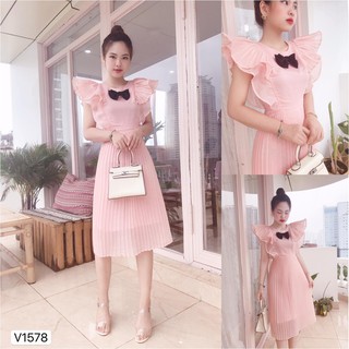 Đầm Váy hồng trơn chân dập li V1578