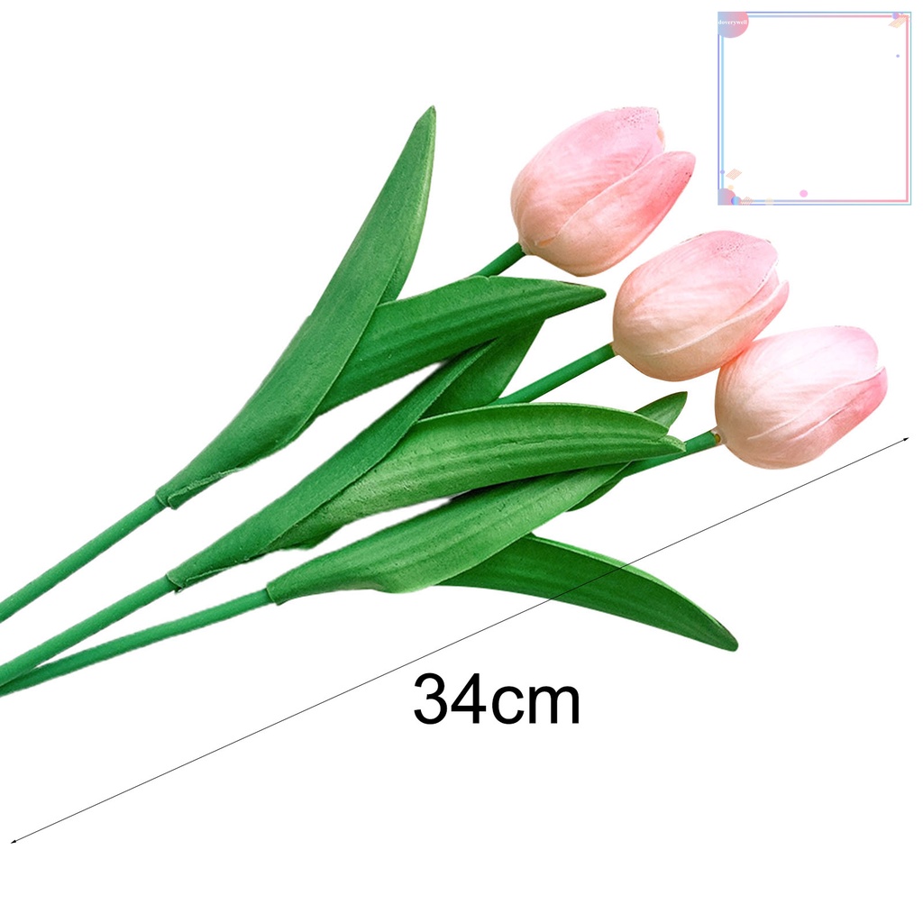 Bộ 3 Bông Hoa Tulip Giả Bằng Da Nhân Tạo Trang Trí Nhà Cửa
