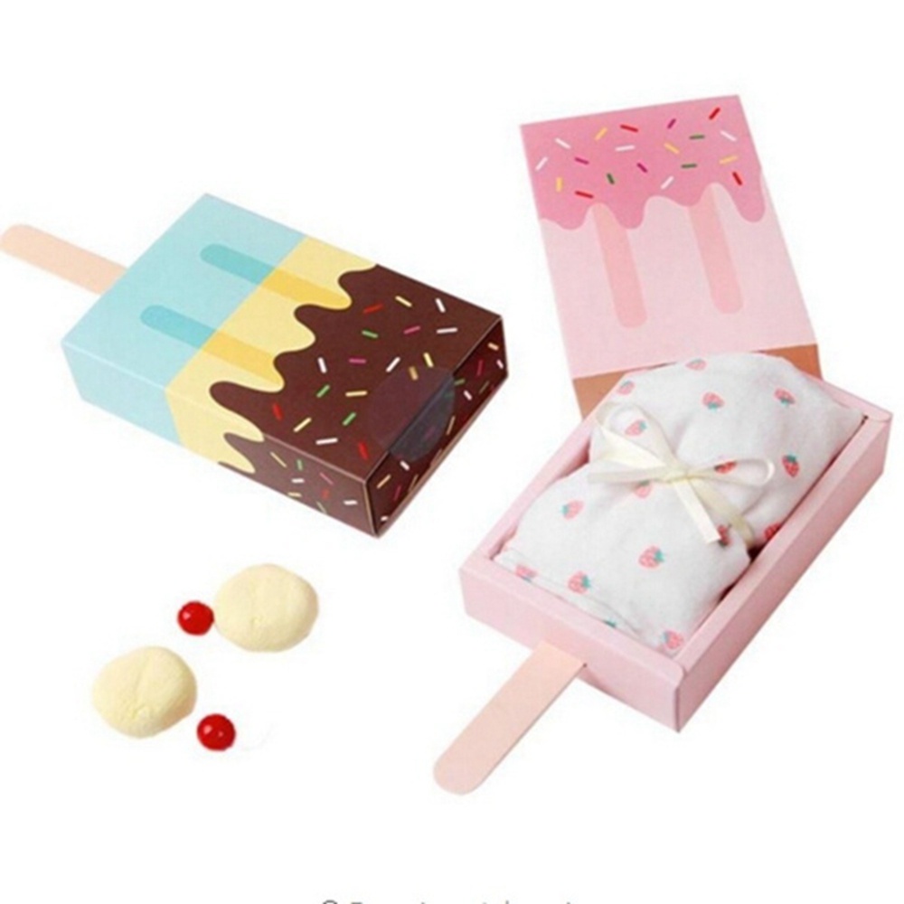 DARNELL Cartoon Candy Box Ice Cream Shape Party Supplies Gift Boxes Baby Shower Cookies 10/30/50pcs Birthday Snack Treat Wedding Favors