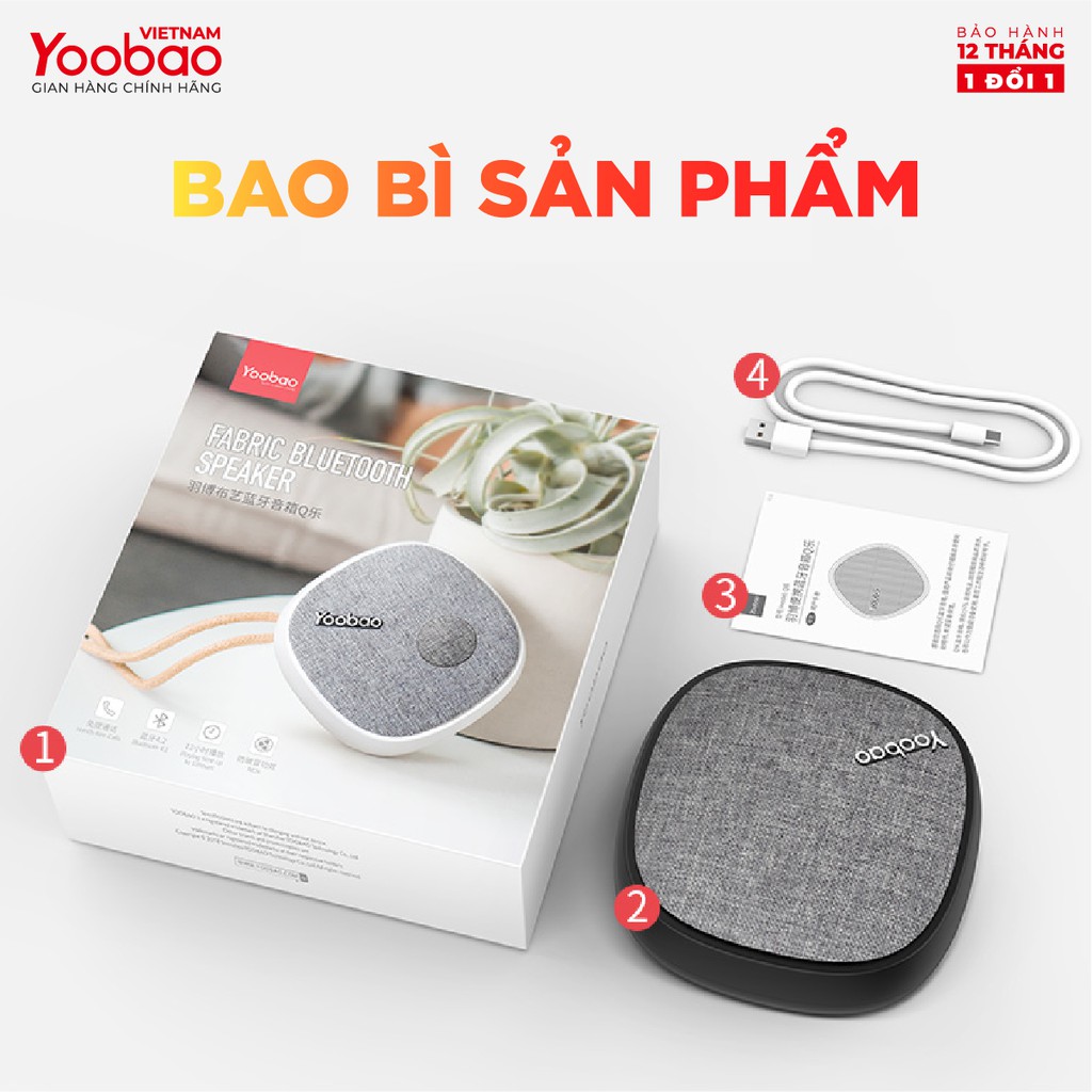 Loa Bluetooth mini Yoobao M1 - Dung lượng 2000mAh - Công suất 3W - Hàng chính hãng - Bảo hành 12 tháng 1 đổi 1