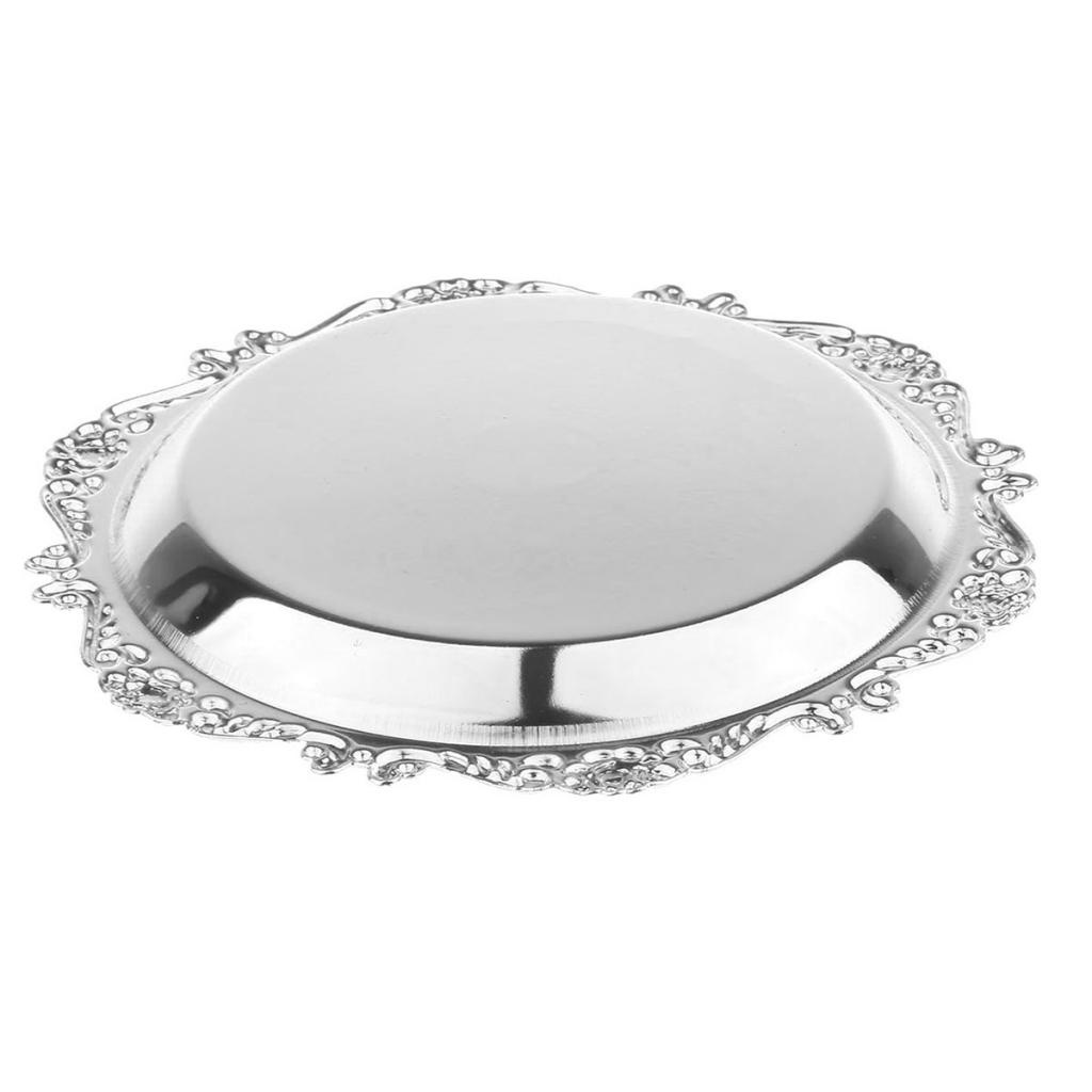Châu Âu khay tròn kim loại lót ly retro ins mini khay trang sức trà chiều khay đồ ăn nhẹ khay bánh ảnh đạo cụ