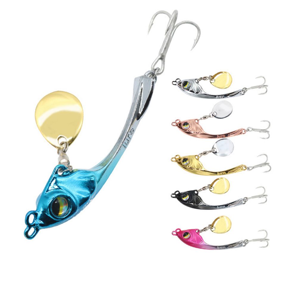 MUVAKO Mồi câu cá giả bằng kim loại cứng 10/15g có móc rung nhiều màu sắc