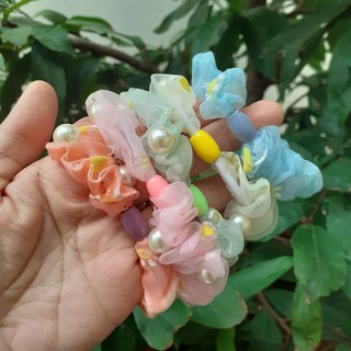 Dây Cột tóc hoa cúc đính hạt siêu sang( được chọn màu)