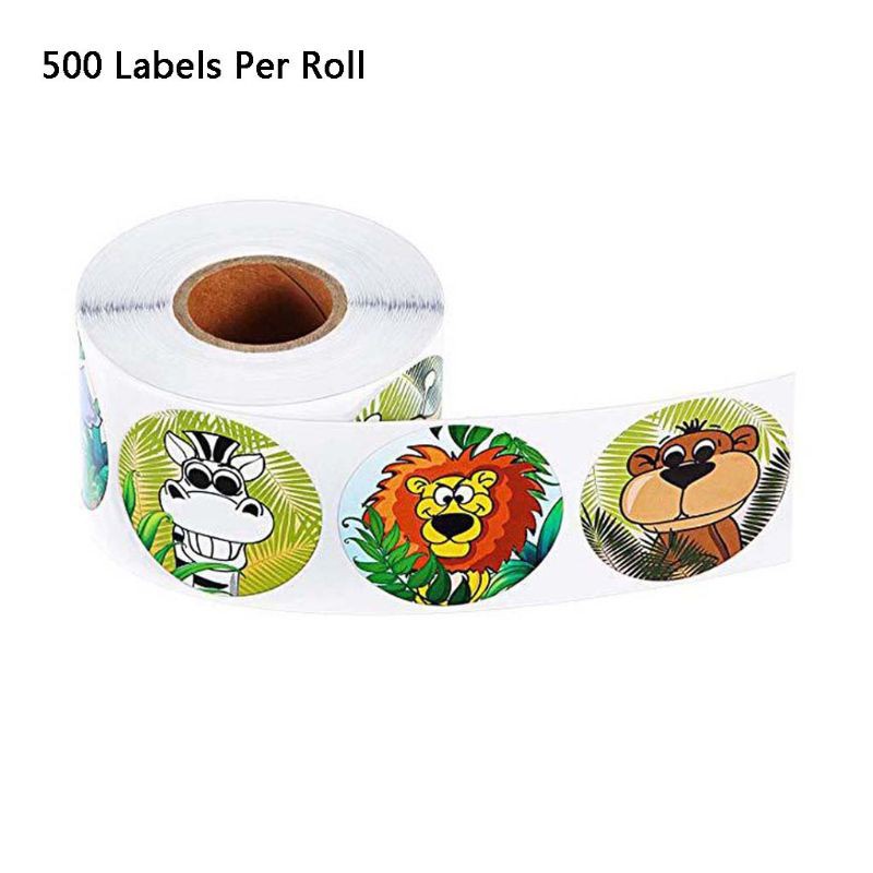 COLO  500pcs/roll Cute Animal Zoo Reward Stickers Labels Scrapbooking Kids Notebook