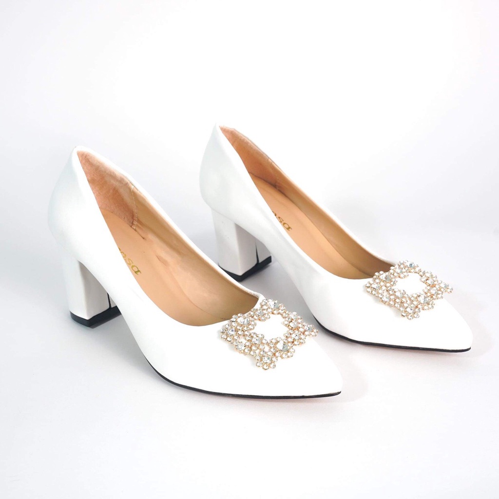 Giày cao gót nữ 7cm phối mặt đá dáng công sở cực xinh mã V88