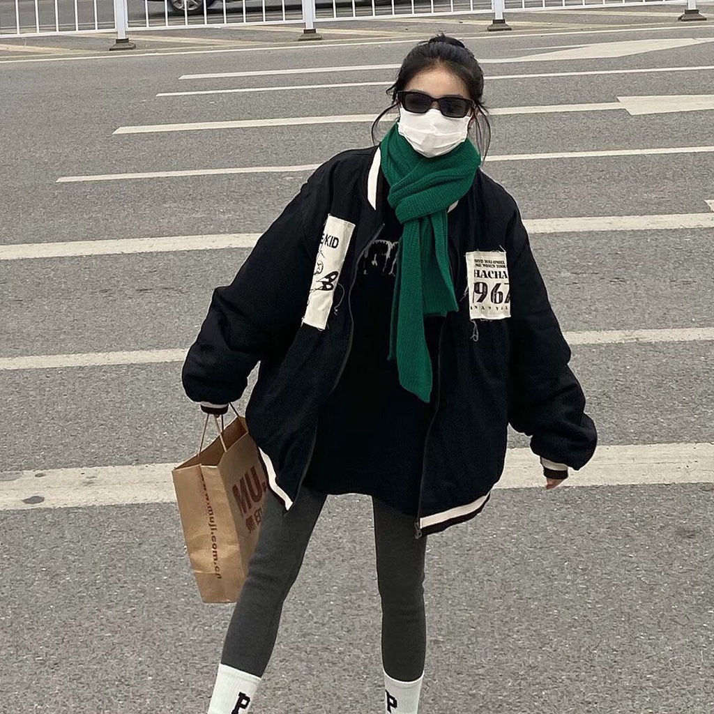 Áo Khoác Nỉ Dày Dáng Rộng Thêu Họa Tiết Phong Cách Rockmagic Mới Cho Nữ