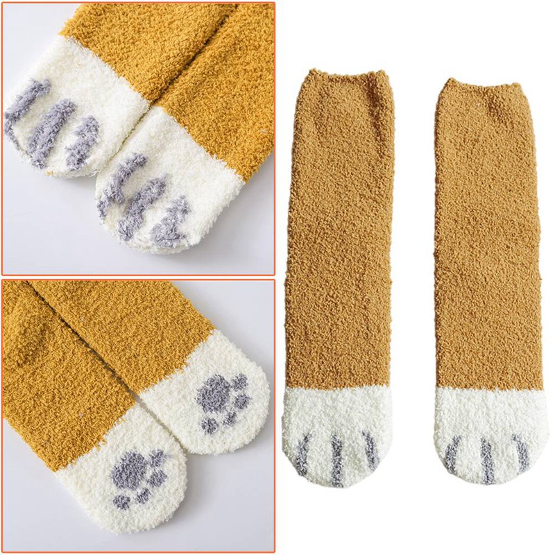 doggtr- Soft Plush Coral Fleece Socks Floor Sleep Socks Cat Claws Winter Women Warm Home