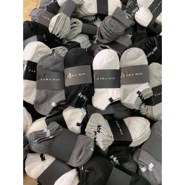Set 10 đôi tất nam nữ Zara cổ ngắn , thun co giãn , siêu thấm chống hôi chân