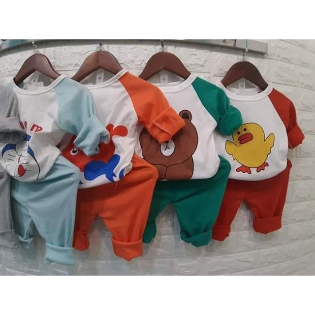 Bộ bozip chất cotton co giãn 4 chiều hình con thú cho bé yêu