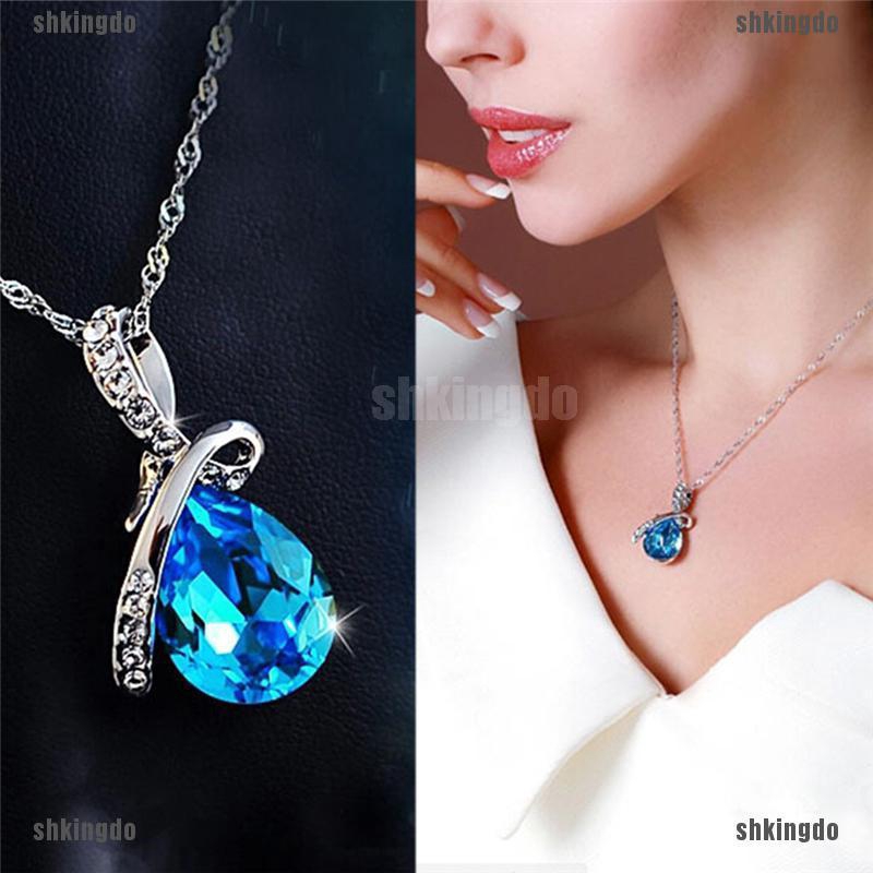 Dây chuyền thời trang mặt hình giọt nước đính đá zircon sang trọng