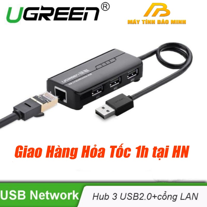 Bộ chia 3 cổng USB 2.0 và 1 cổng Ethernet 10/100Mbps Ugreen 20264 - Hàng Chính Hãng
