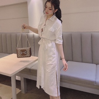 Váy chuẩn 100% quế chi ,váy sơ mi đũi nhật,đơn giản thanh lịch ,e ko cần pr nhiều