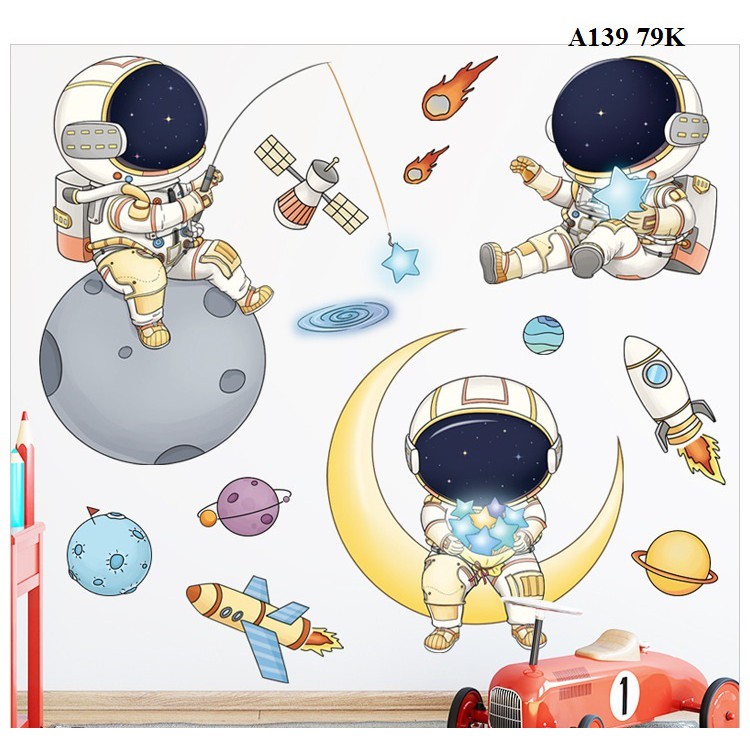 Decal dán tường phi hành gia A81 - Decal dán tường Hàn Quốc