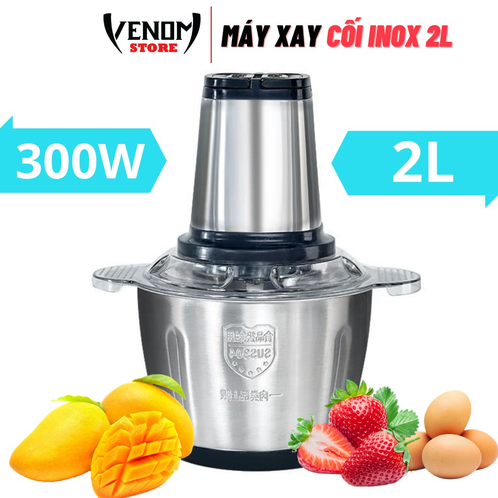 Máy xay thịt đa năng cối Inox 304 2L Công xuất 300W Lưỡi Kép - Máy xay gia đình sinh tố,rau củ,tỏi ớt đa năng tiện dụng | Shopee Việt Nam