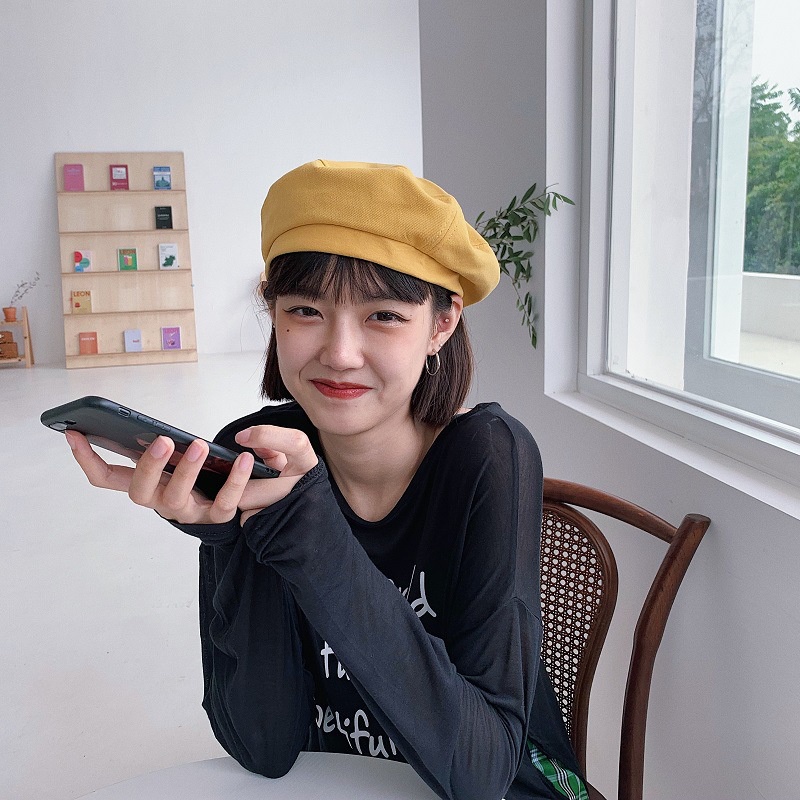 Nón Beret Màu Sắc Retro Phong Cách Nhật Bản Cho Nữ