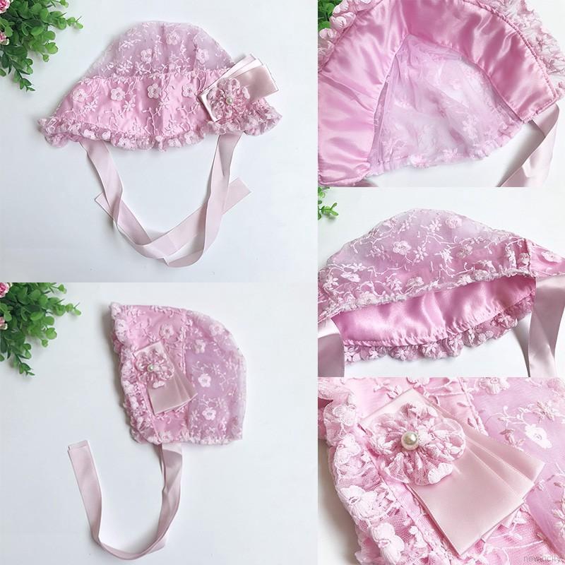 Mũ phối ren hoa phong cách Hàn Quốc xinh xắn đáng yêu cho bé gái