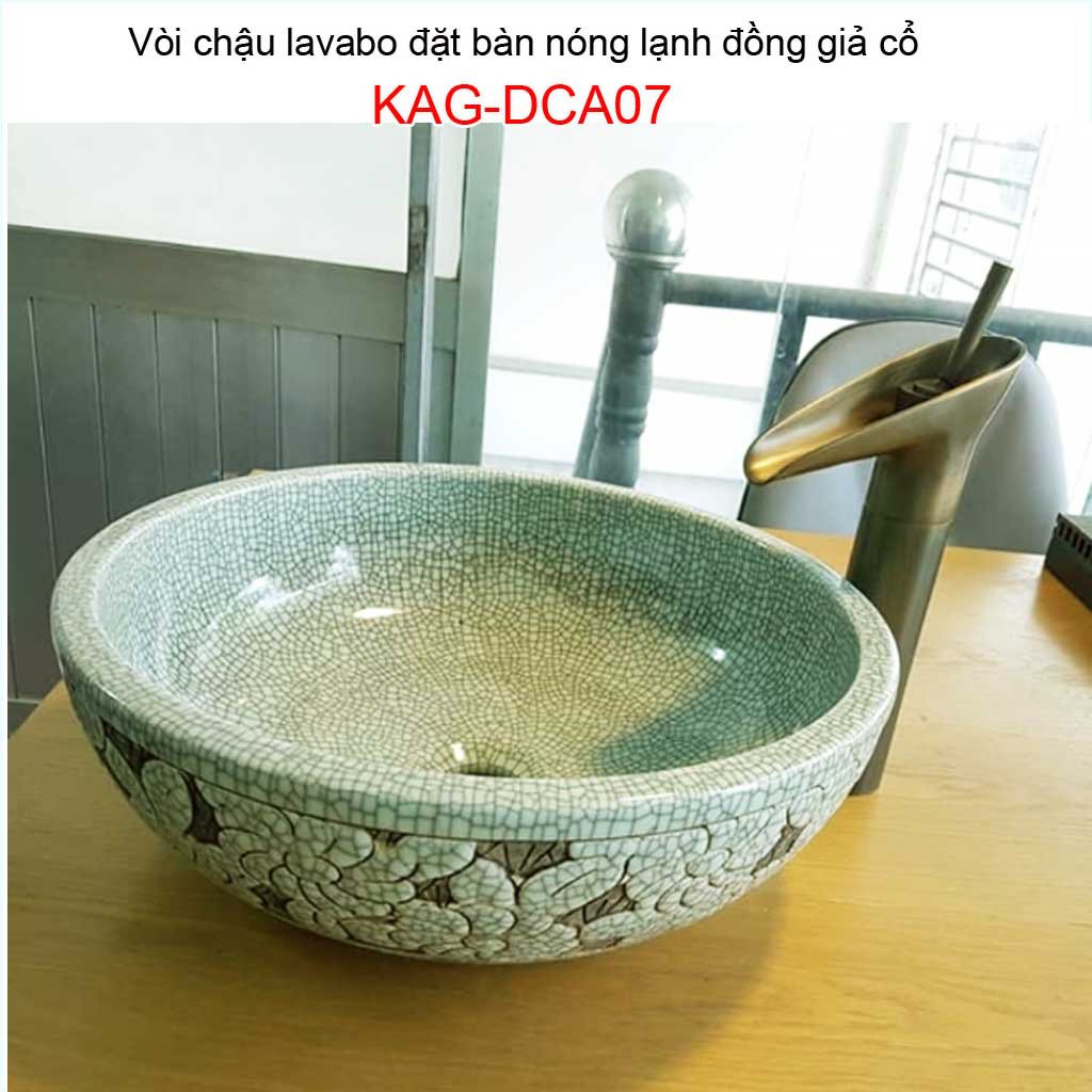 Vòi lavabo đồng cao 30cm, vòi đồng giả cổ, vòi cho chậu đặt bàn KAG-DCA07