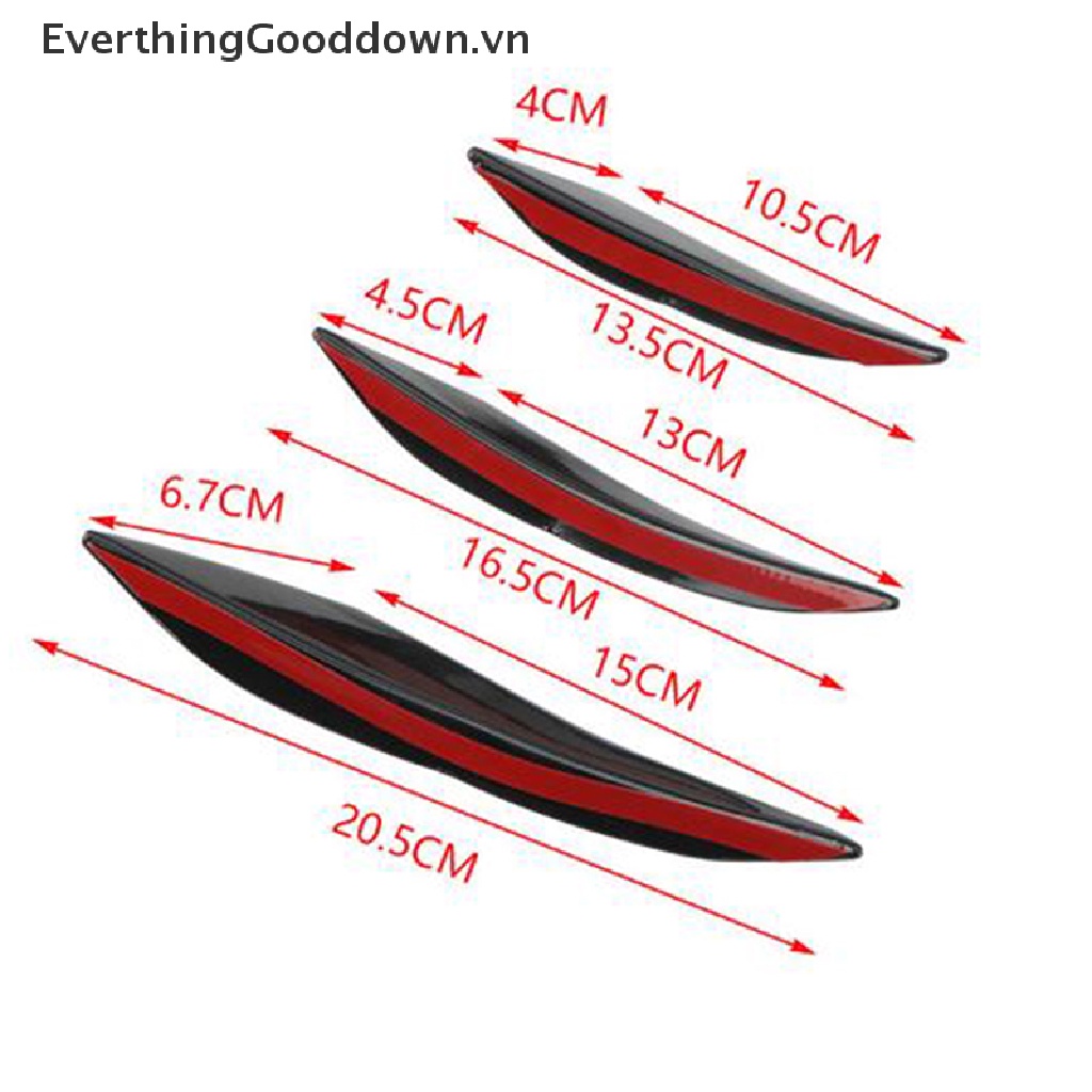 Everthinggooddown Set 6 Thanh Cản Trước Thân Xe Hơi Màu Đen Bóng