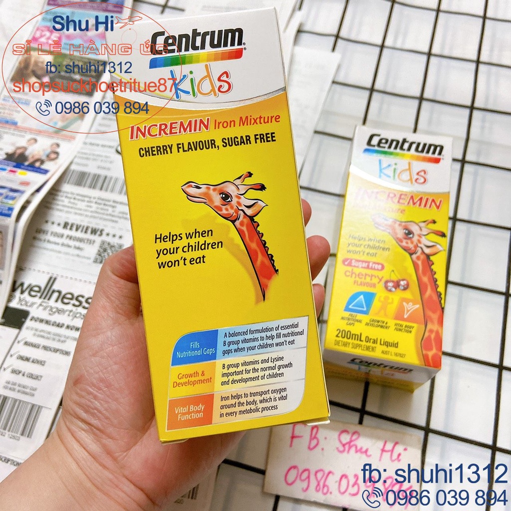 Siro centrum kids incremin iron mixture 200ml úc, giúp ăn ngon miệng hấp thu tốt hơn cho trẻ biếng ăn từ 6 tháng tuổi