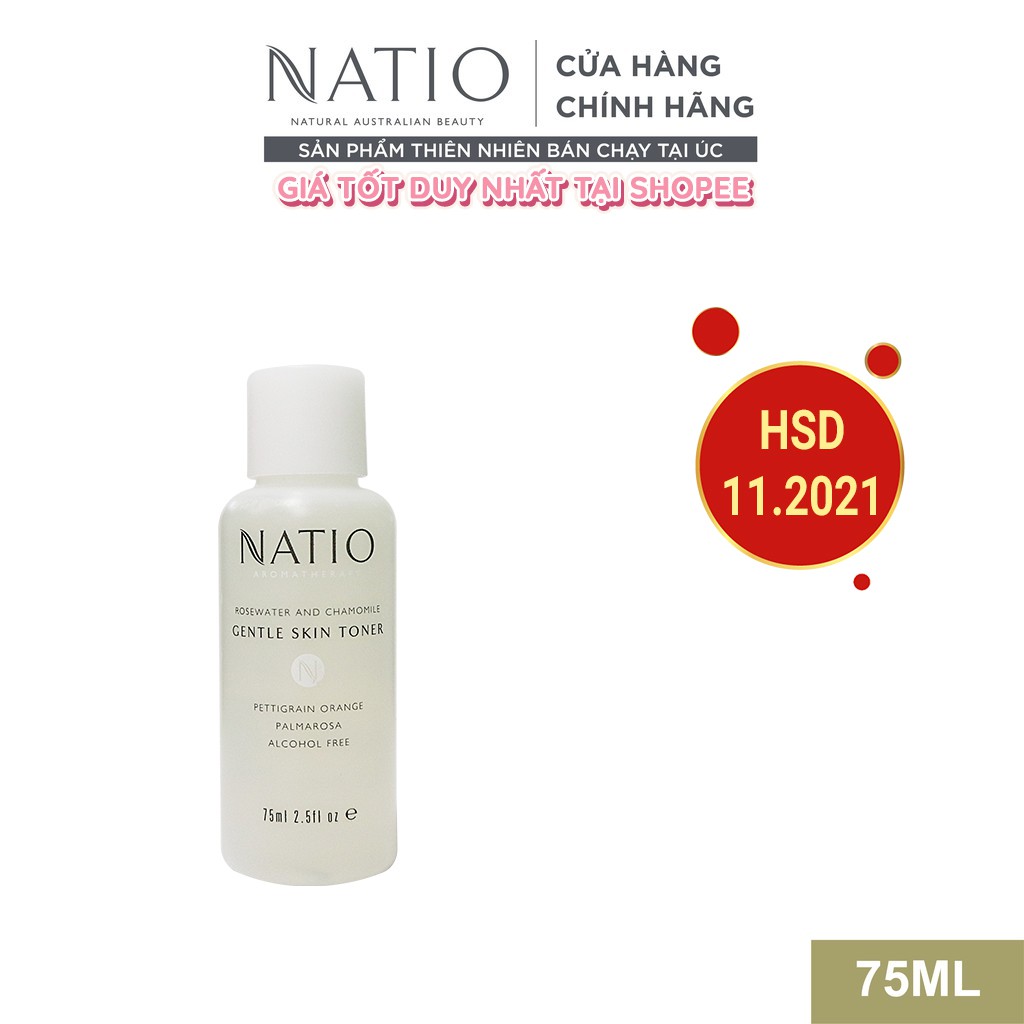 [Mã FMCG8 giảm 8% đơn 250K] Nước Cân Bằng Dưỡng Da Dịu Nhẹ Natio Rosewater and Chamomile Gentle Skin Toner 75ml | BigBuy360 - bigbuy360.vn