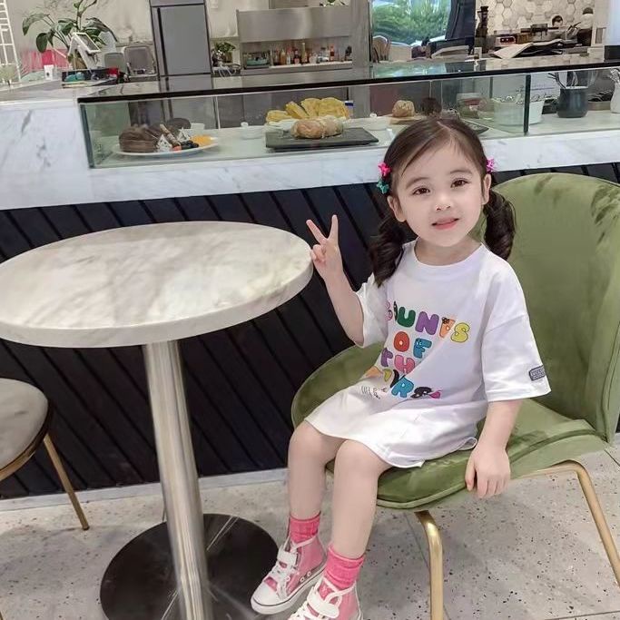 Áo Thun Tay Ngắn Theo Phong Cách Hàn Quốc Dùng Cho Bé Gái