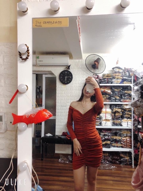 Váy trễ vai rúm 310k váy body sang chảnh  Annastore