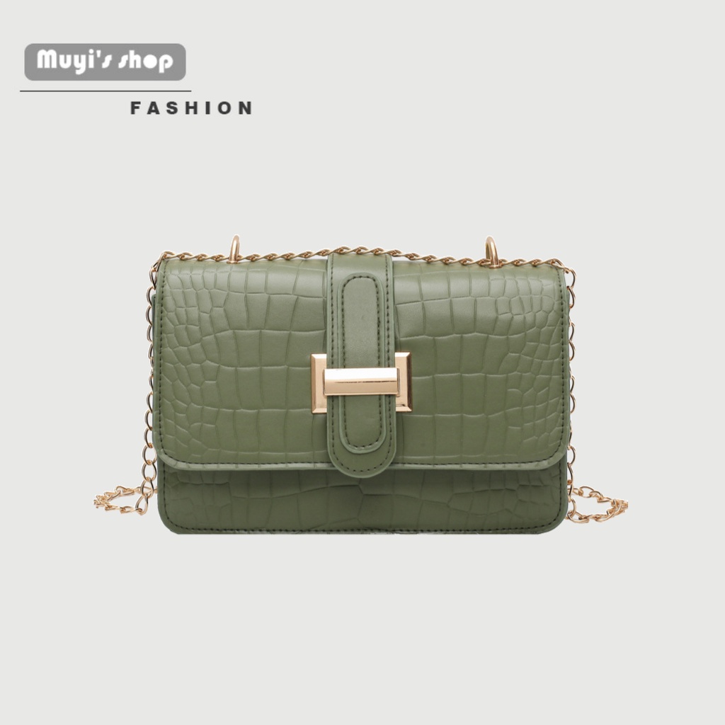 Túi Đeo Chéo Dáng Vuông Phối Dây Xích Phong Cách Hàn Quốc Dễ Phối Đồ