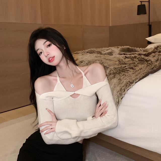 One Áo sweater Tay Dài Hở Vai Thời Trang Quyến Rũ Cho Nữ COZOK